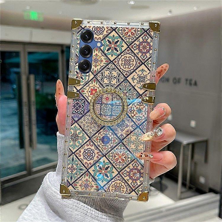 For Samsung Galaxy S25 Case Ethnic Style Pattern Electroplating TPU + PC Phone Cover with Kickstand