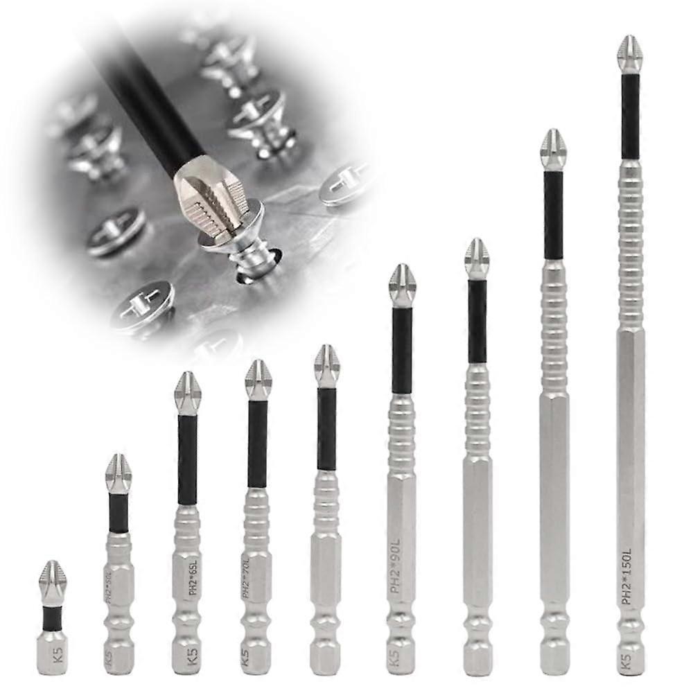 High-Magnetic Screwdriver Drill Bit Set, 2025 Durable Magnetic Electric Screwdriver Bits (Sizes 25-150, Anti-Slip Design)