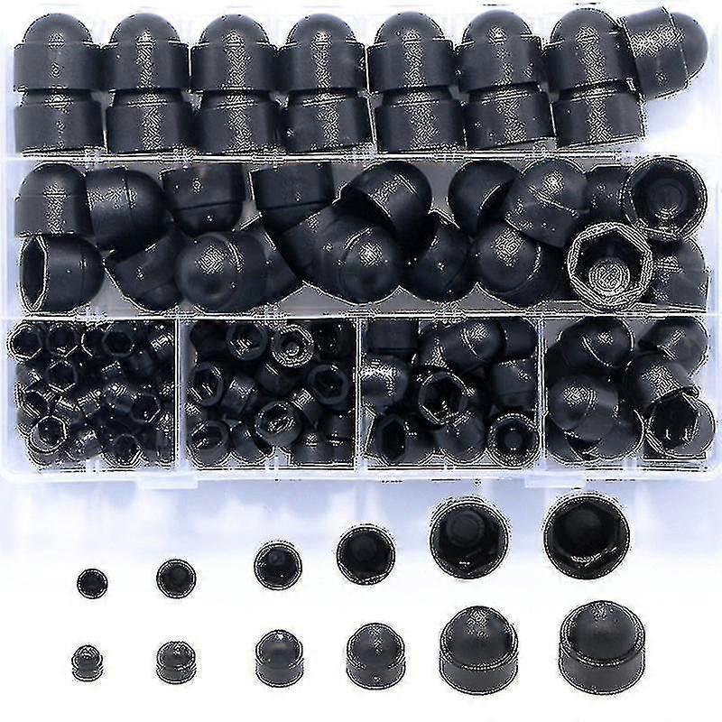 145pcs Black Plastic Hexagon Nut Cover Caps