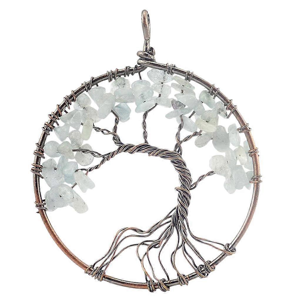 Tree of Pendant with Retro Copper Wire Wrapped Gemstone Day Gifts