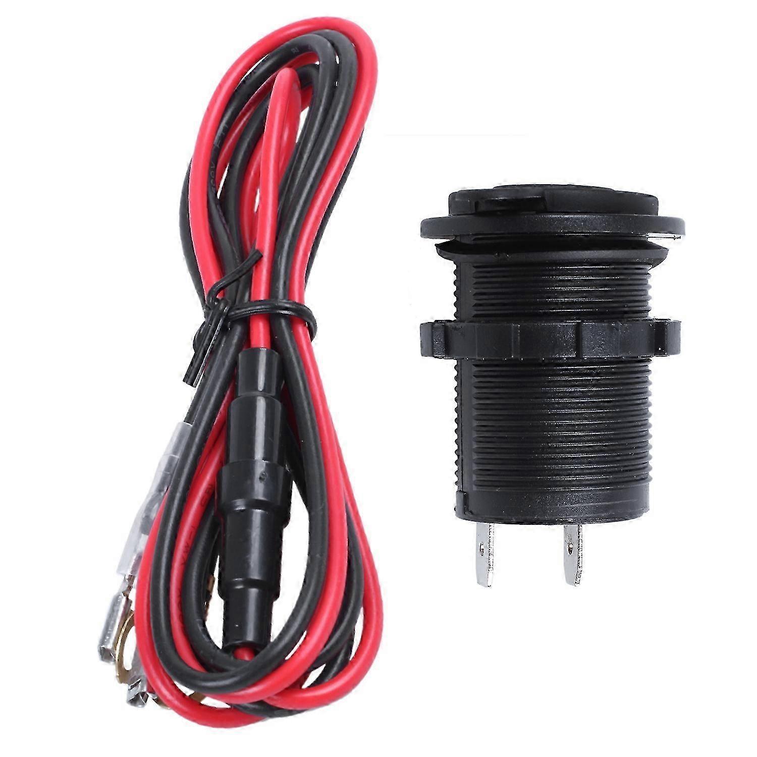 12V/24V Motor Vehicle Outlet Socket with Integrated Lighter and 60CM Cable