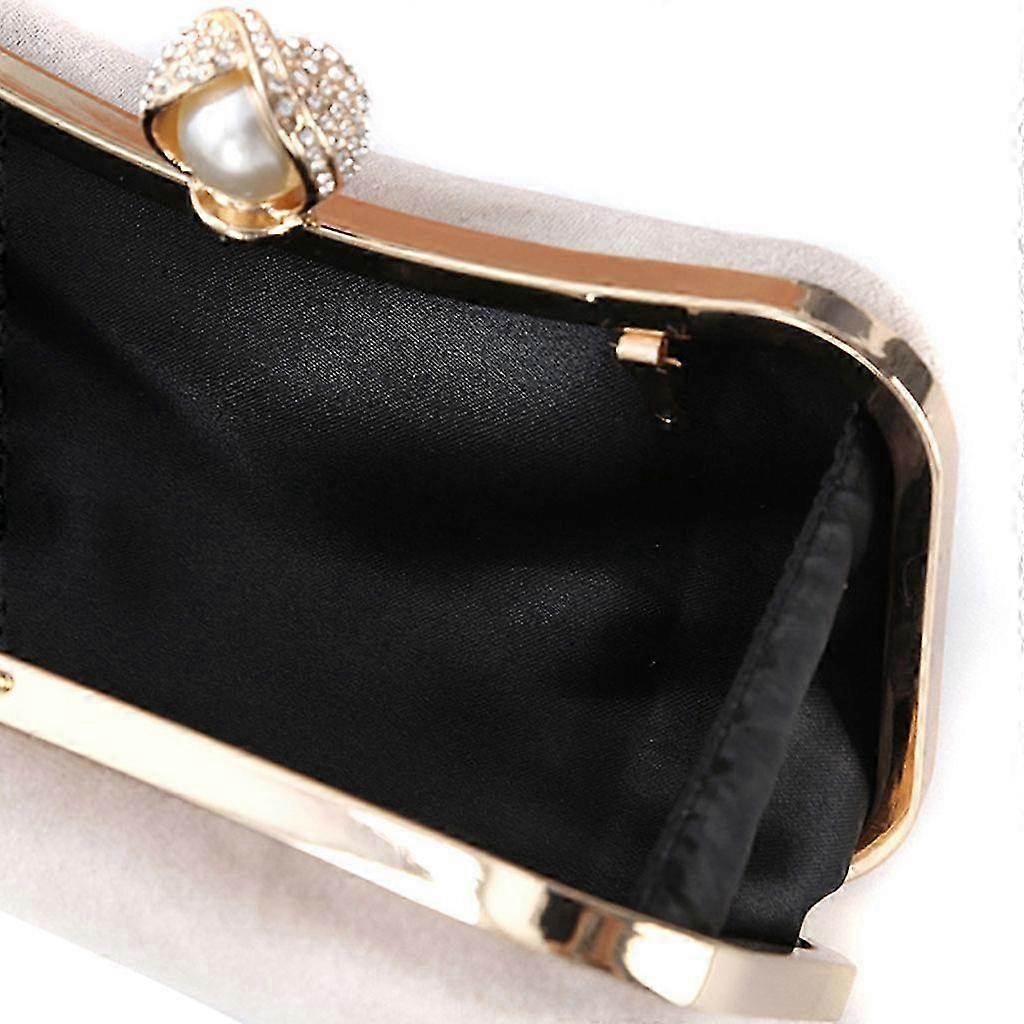 Pochette Da Sera Wocharm A V In Suede, Tracolla Catena Rimovibile, 24,5x15x5 Cm, Elegante
