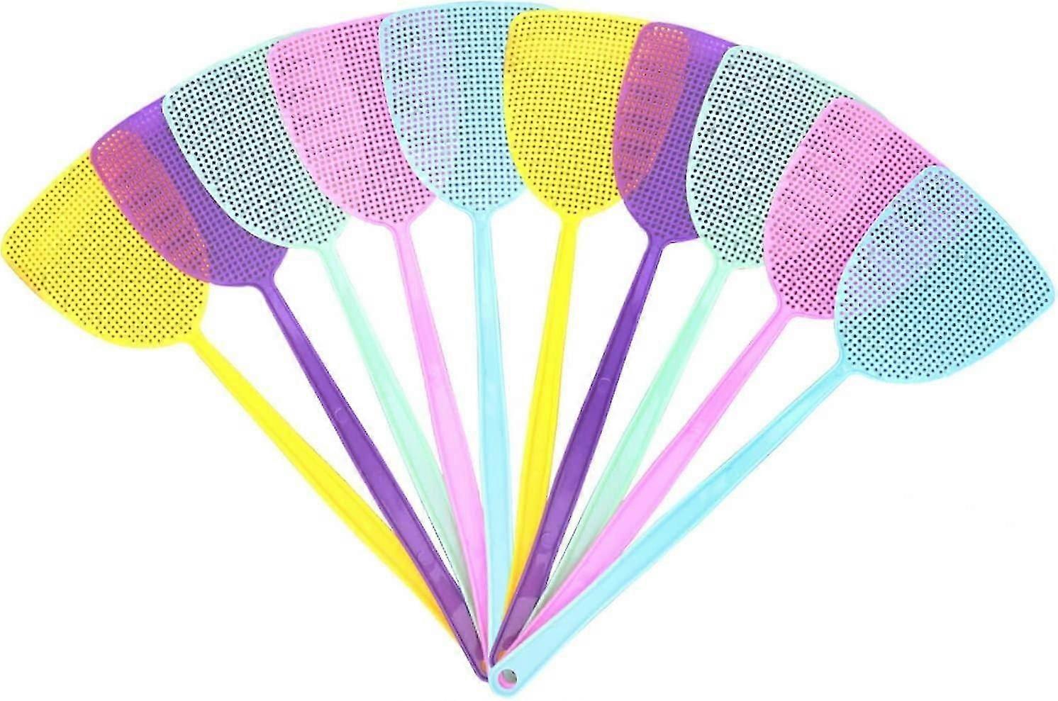 Fly Swatter, 10 Units Manual Pest Control, Multi-Color, Durable 44.45cm Handle, Kitchen Helper