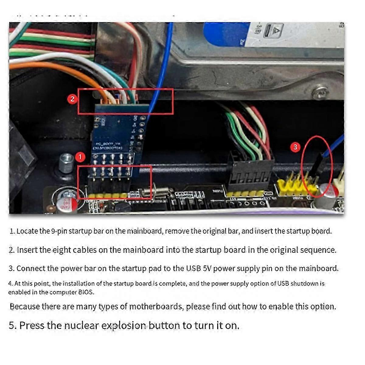 Wireless Desktop Computer Desktop Switch Button Host External Wireless Power on Multi-Function Remote Start Button - FFY