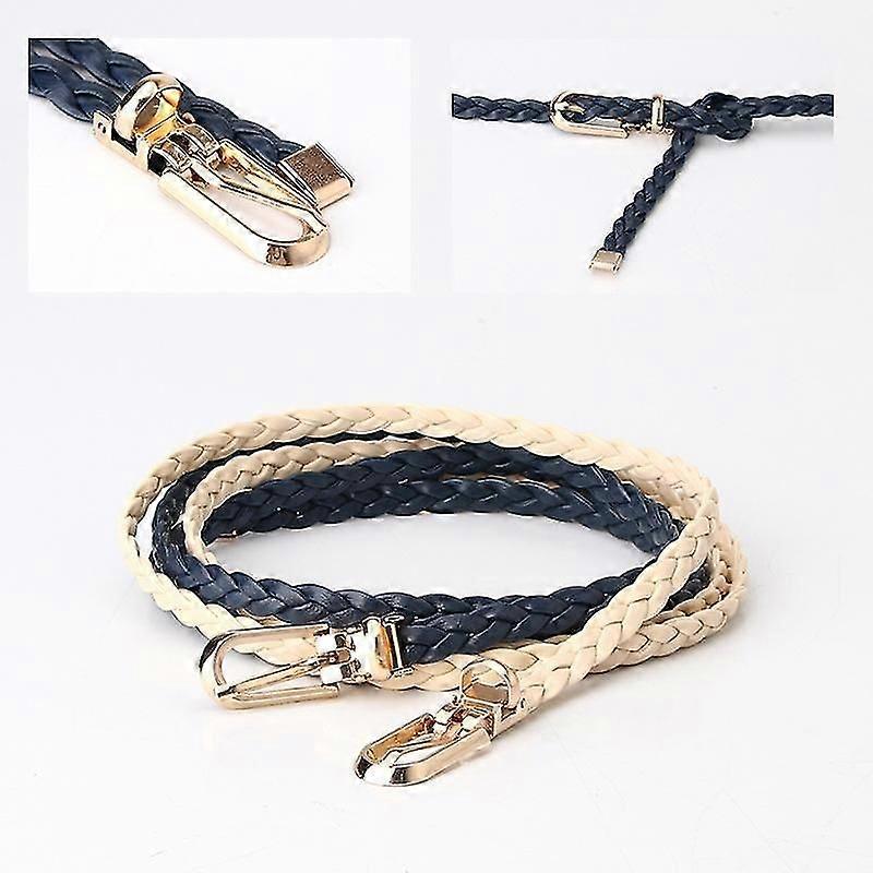 1 fashion ladies woven thin belt (white)