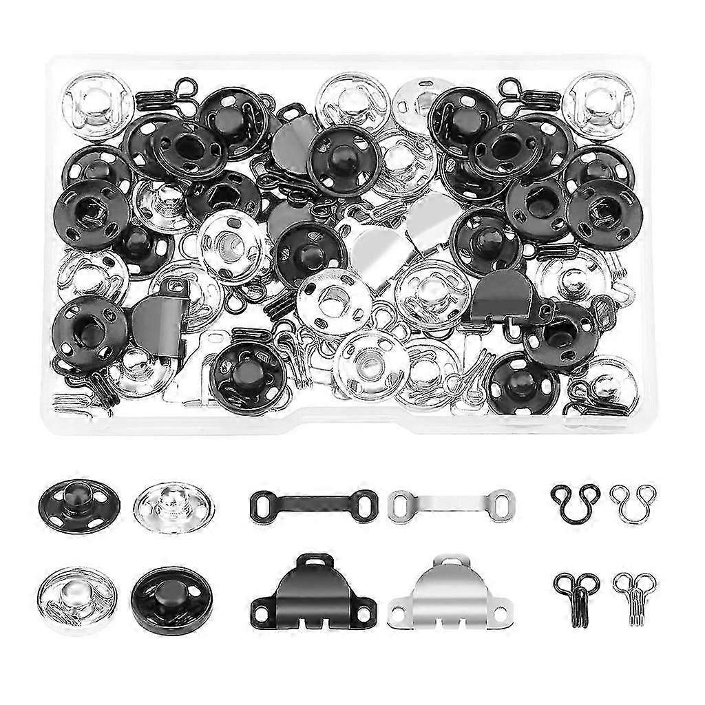 Set of 50 Pairs Metal Hooks Eyes Fastening Snap Button Closure Hook for Bra