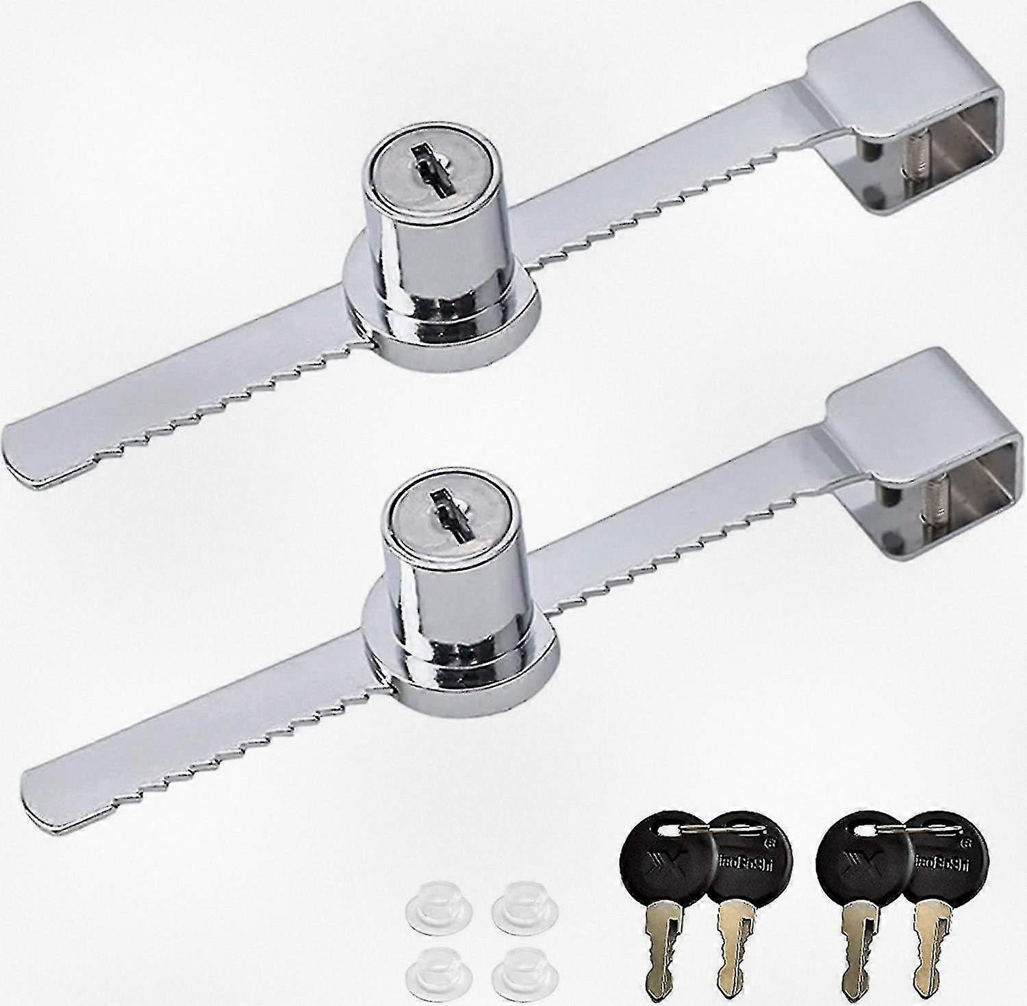 2pcs Sliding Glass Cabinet Security Lock with Key, Ratchet Mechanism for Display Doors