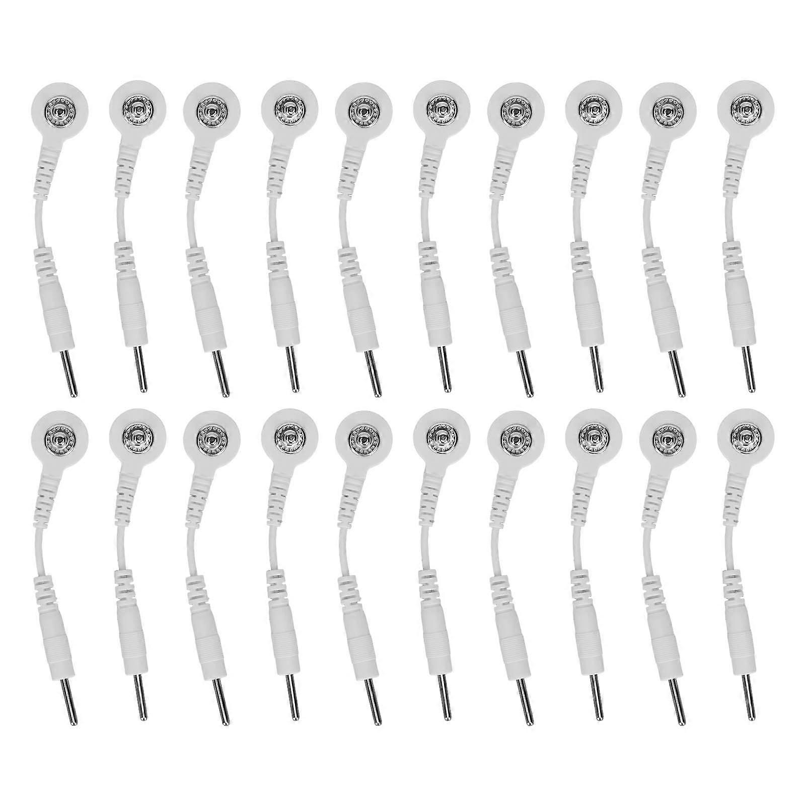 20Pcs 2.0in Portable Replacement Button Electrode Lead Wires for Therapeutic Instruments White
