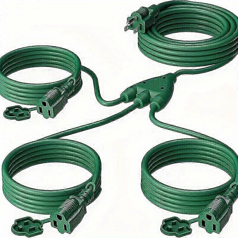Stright 3 Prong Plug With 3 Extende 1 To 3 Splitter Extension Cord (Combined 40 FT End To End 28 FT)
