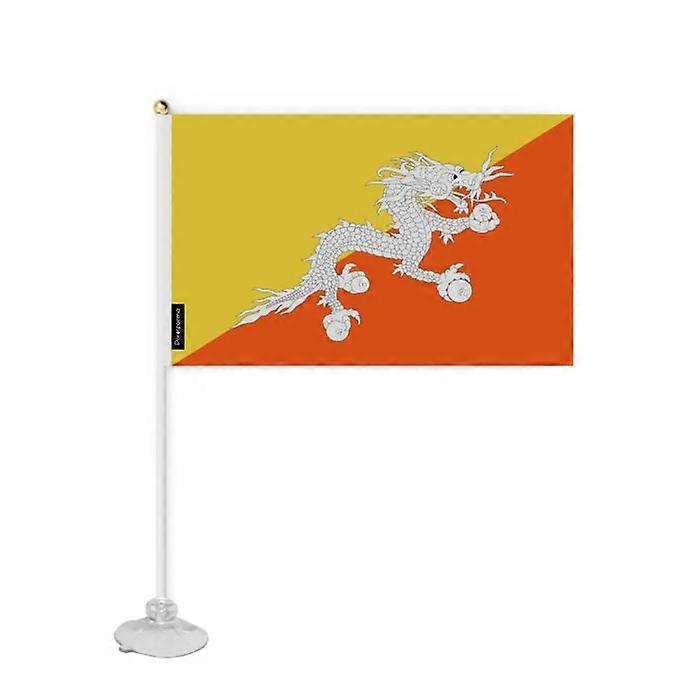 Mini Flag of Bhutan – Suction Cup – 14 x 21 cm – For Smooth Surface – Polyester – 1 piece