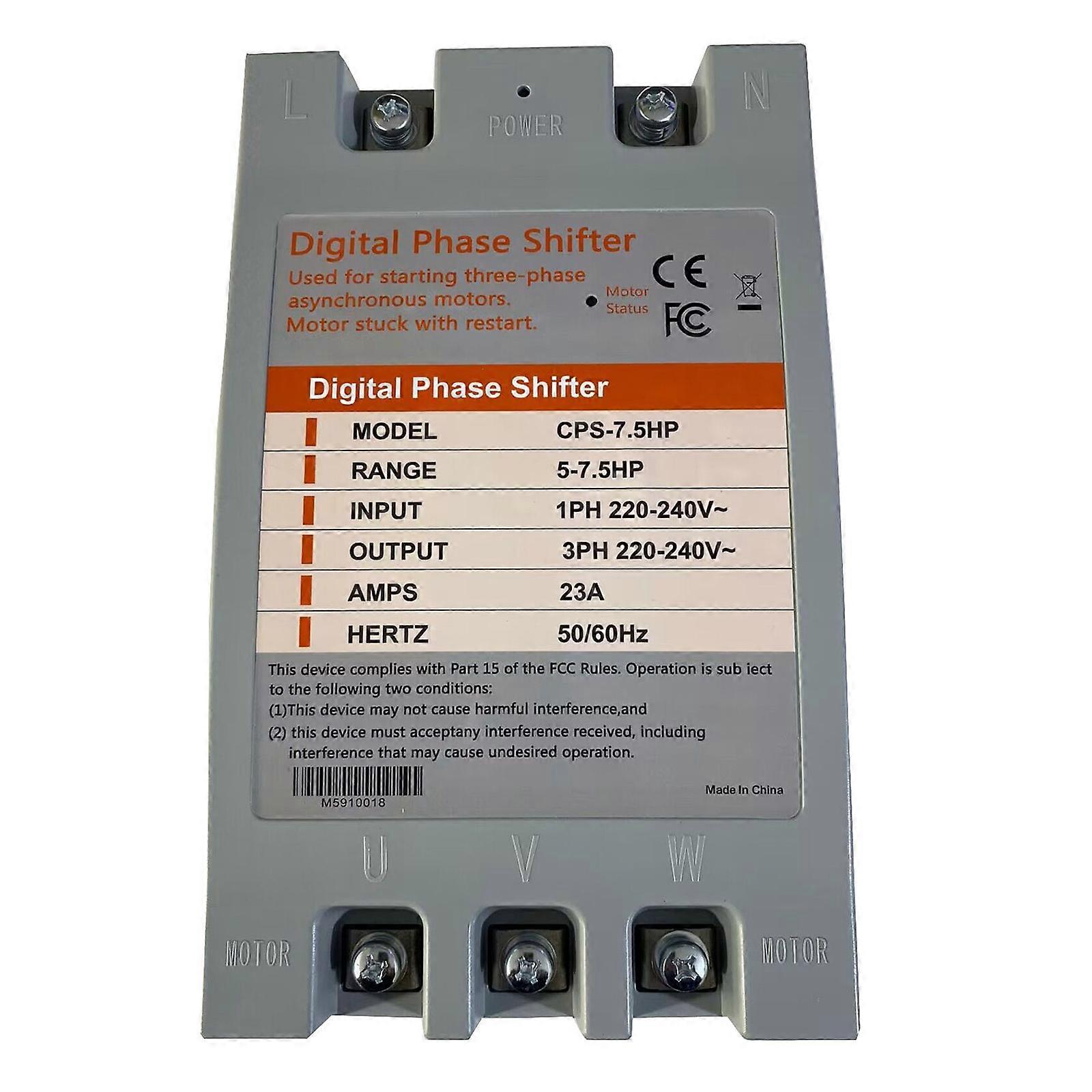 Efficient Single to Three Phase Converter 15A 220V Digital Phase Shifters Small  for Home & Light Commercial Application  7.5 HP