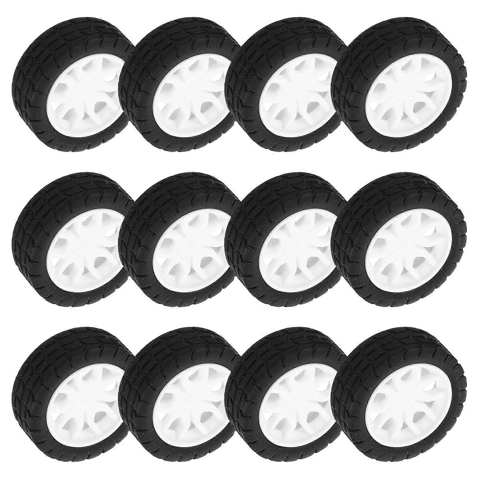 20pcs Toy Car Wheels Rubber Model Car Tires Replacement Diy Science Projects For Kids Robot Assembly Home School Lab Use