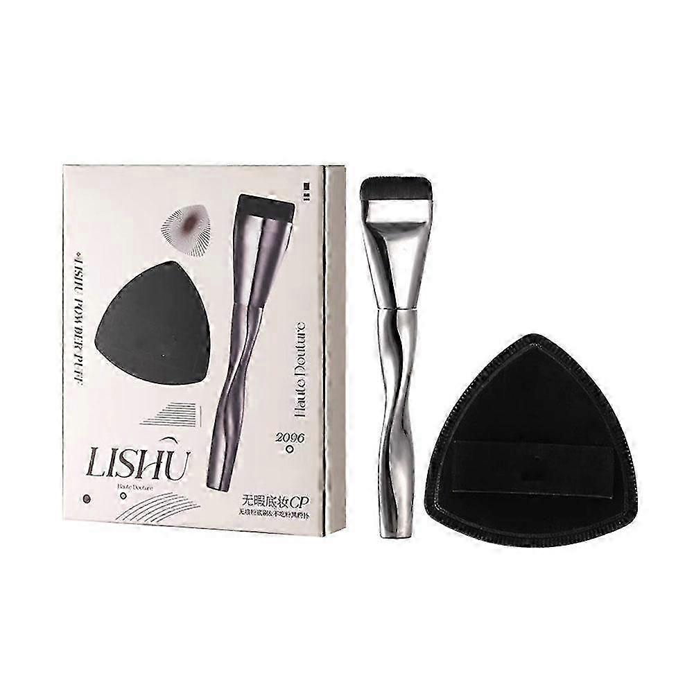 2025 Flat-head Foundation Brush And Black Makeup Blender Sponge Applicator