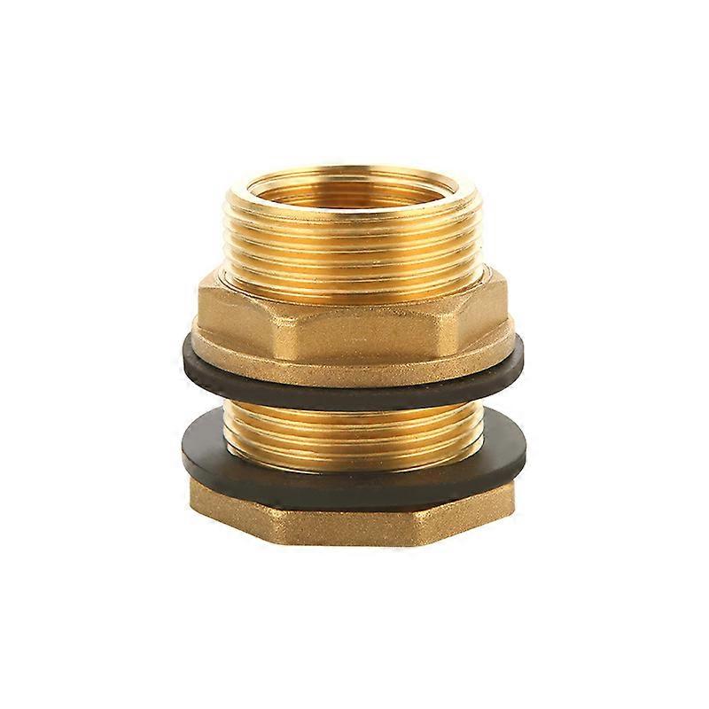 3/4 Inch Brass Bulkhead Fitting + 2x Free Rubber Gaskets, Bulkhead Fitting for Water Faucets, Rain Barrel, Container, IBC Tank