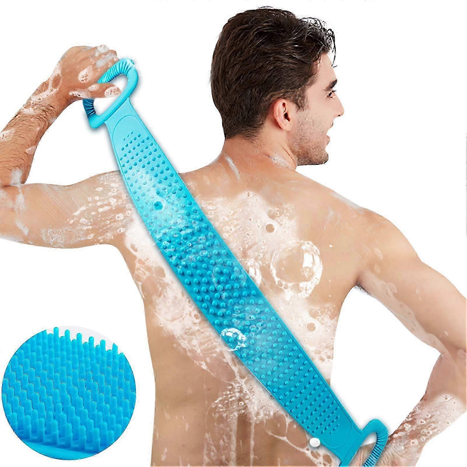 Long Handle Back Scrubber Brush - 70cm Silicone Body Massage Brush