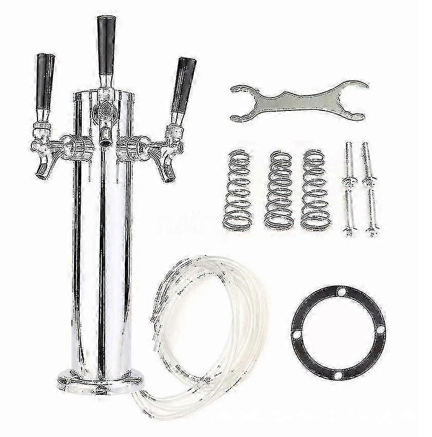 3-Tap Draft Beer Tower with Beer Tap and Hose Assembly