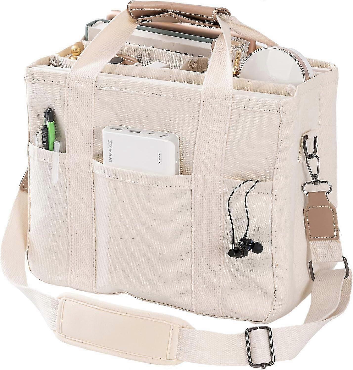 Canvas Tote Bag Con Multi Tasche Crossbody Tote Bag Per Le Donne Alla Moda Borsa A Tracolla Tutto Tote Bag Con Scomparti