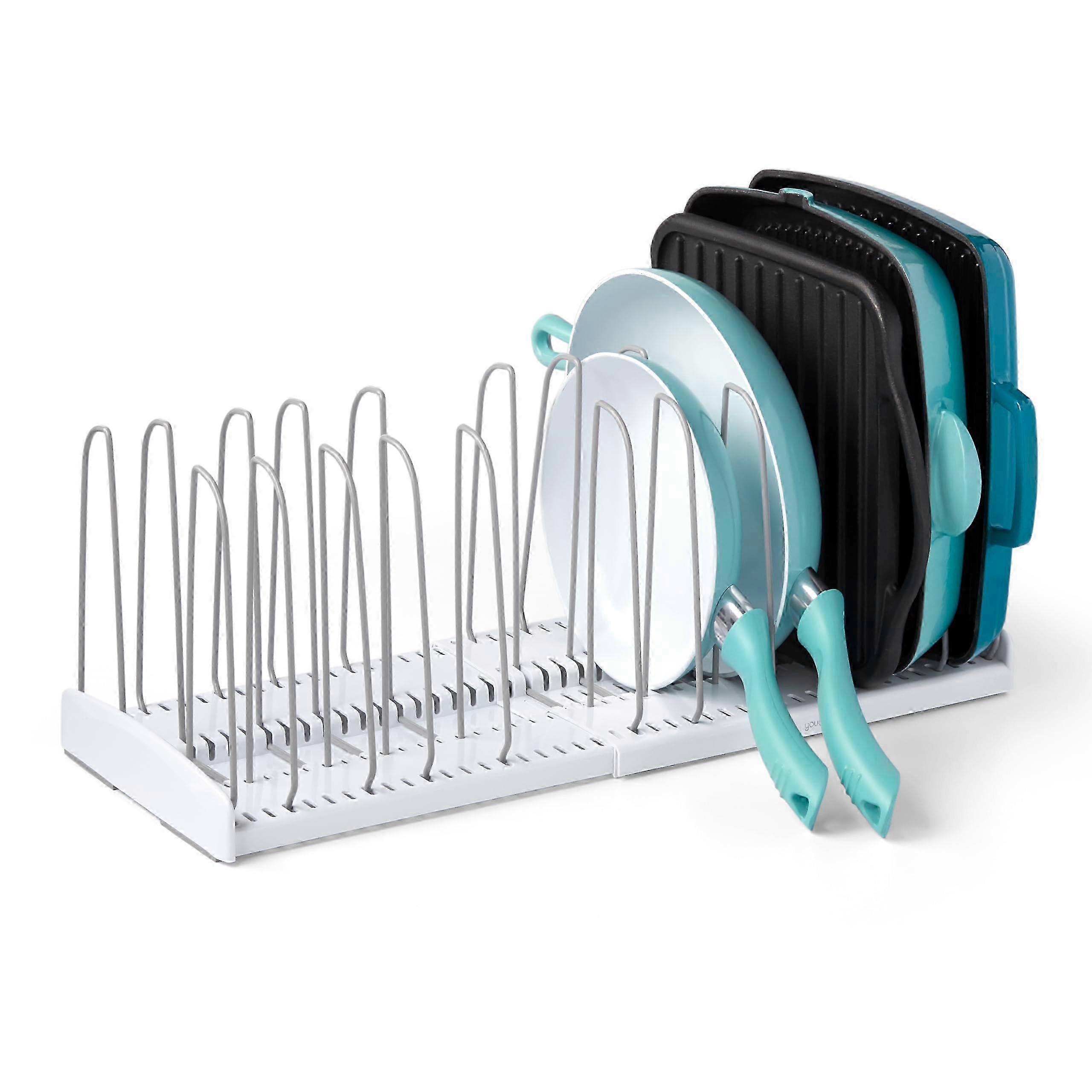 Expandable Adjustable Pan Storage Rack for Kitchen Cabinet