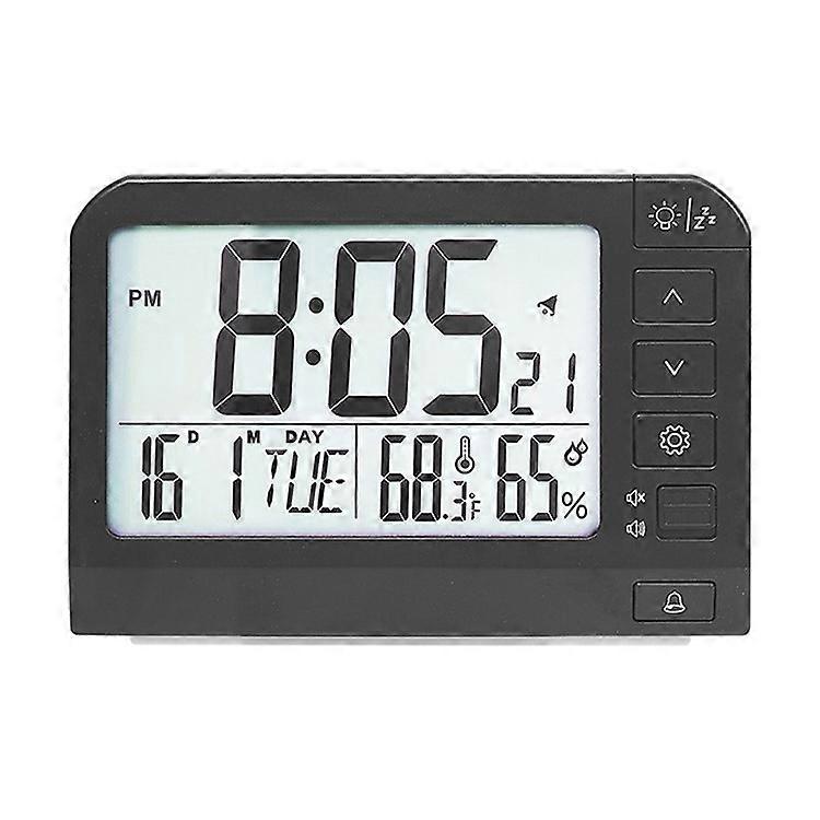 YD109 LCD Digital Alarm Clock Large Display Temperature Humidity Display Bedside Backlight Clock