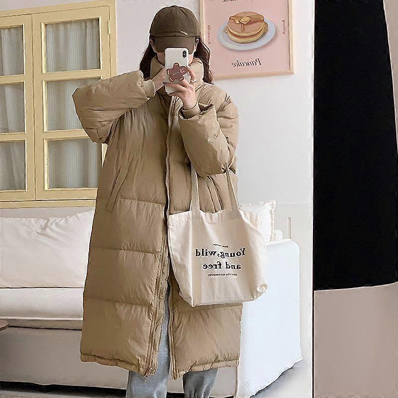 New Korean Version of Big Quilt Down Cotton Clothes Women's Super Long Knee Thickened Loose Fried Street Long coats