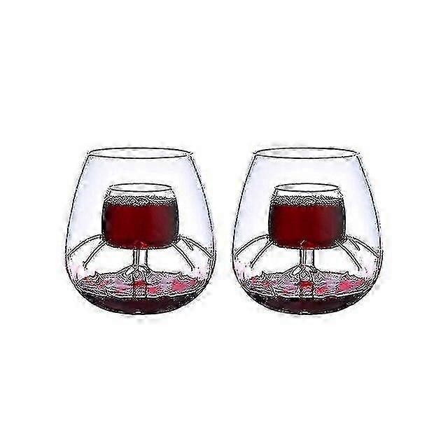 Decanters 2pcs Lead Free Hand Blown Fountain Shape Effect Stemless Wine Decanter Glass 520ml Tumbler Cup