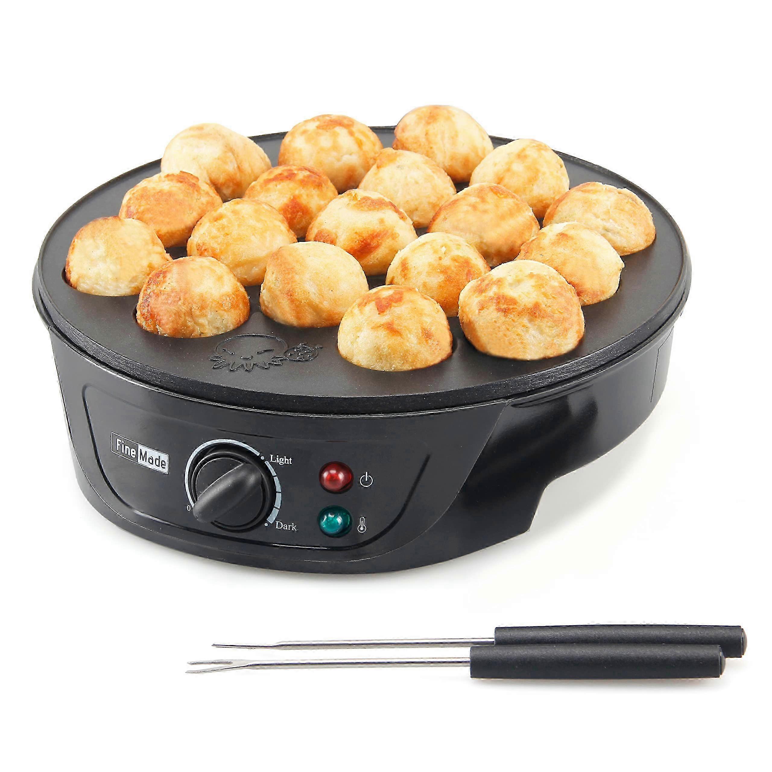 Machine à takoyaki de contrôle de la température pour 18 boules de poulpe, facile à utiliser et à conserver avec des recettes
