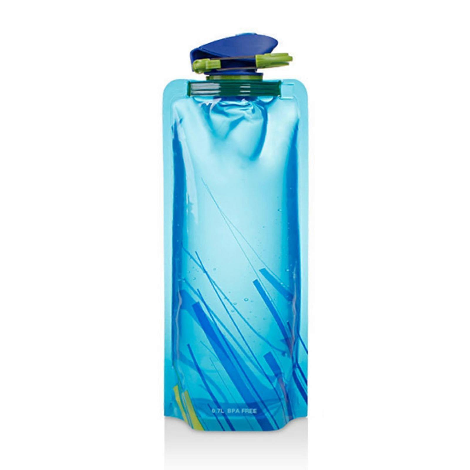 Compact Water Bottles Roll Up Water Container 700ml Athletic Hydration Portable Camping Water Blue EcoFriendly