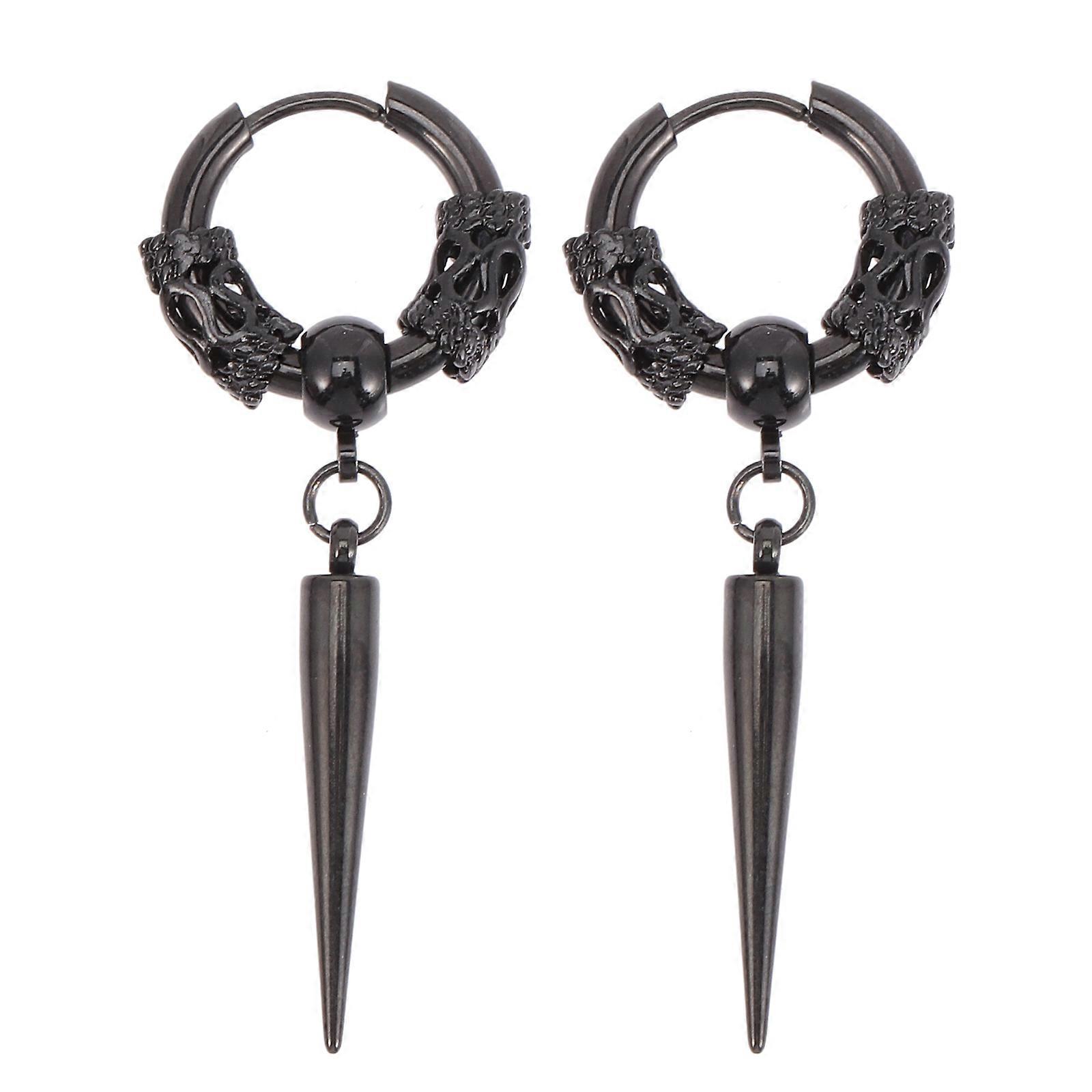 Black Alloy Spike Earrings for Decor Perfect Gift Durable Comfortable Texture 1 Pair