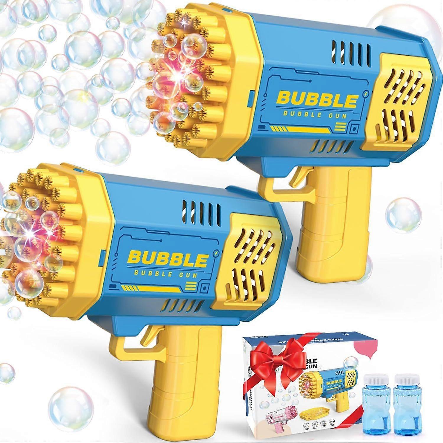 2025 Latest Model  Bubble Gun 2 Pack with 2 Bottles Bubble Solution, 40-Hole