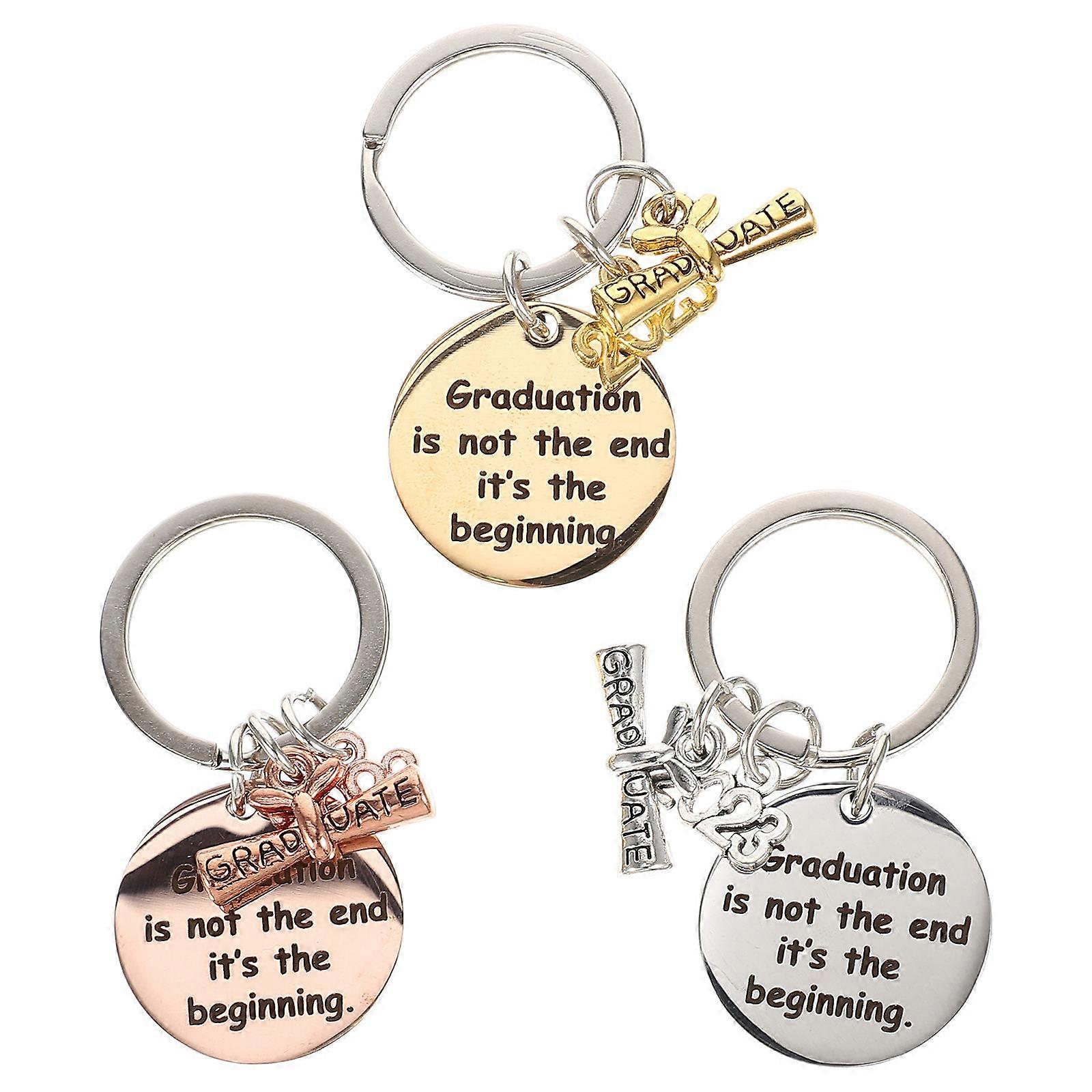 Graduation Keychain Pendant Commemorative Significance present for Graduates Square Shape Durable 3Pcs