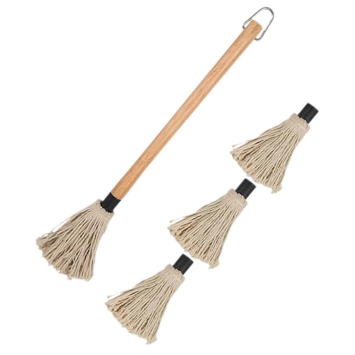 Barbecue Utensils Set with Large Cotton Baste Brush, Rubber Wooden Handle, Grill Mop for BBQ Grilling and Roasting