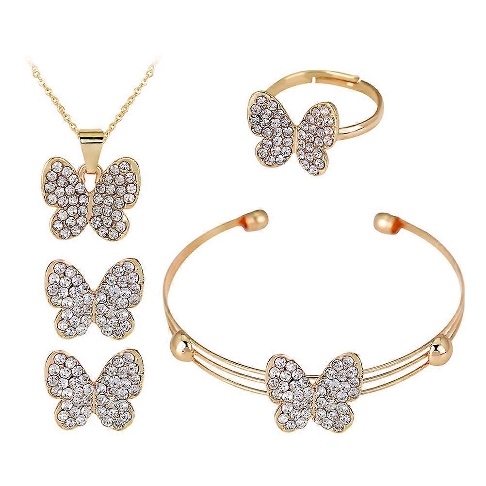 Butterflies Ring for Women Jewelry Set Elegant Look Crystal Material Butterfly Shape Special Occasions 1Set