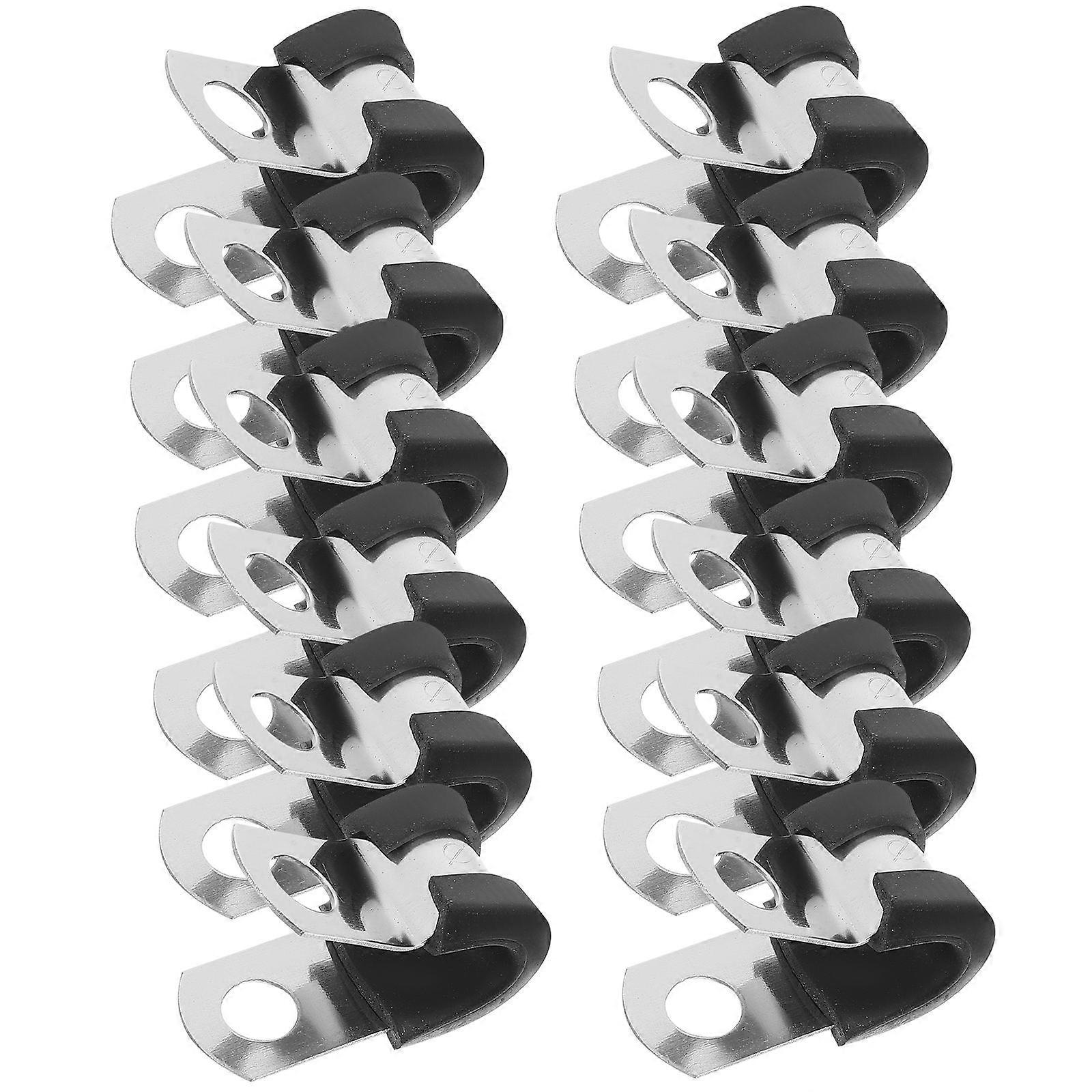 20pcs Heavy Duty Shaped Pipe Strap Clamps with Grip Strip – Versatile Cable and Hose Fasteners for Indoor and Outdoor Use