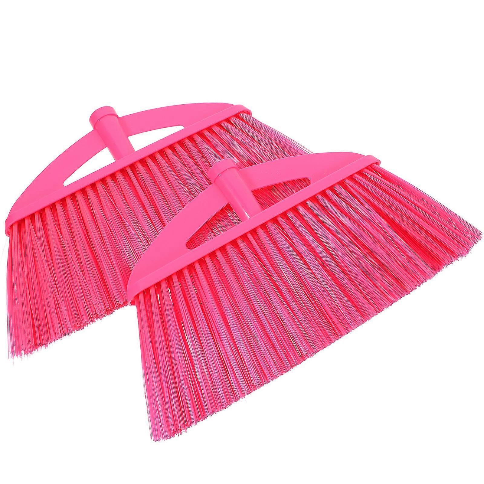 Angle Broom Head Replacement for Carpets Plastic Broomstick Part with Densely Packed Bristles for Floor Maintenance 2Pcs