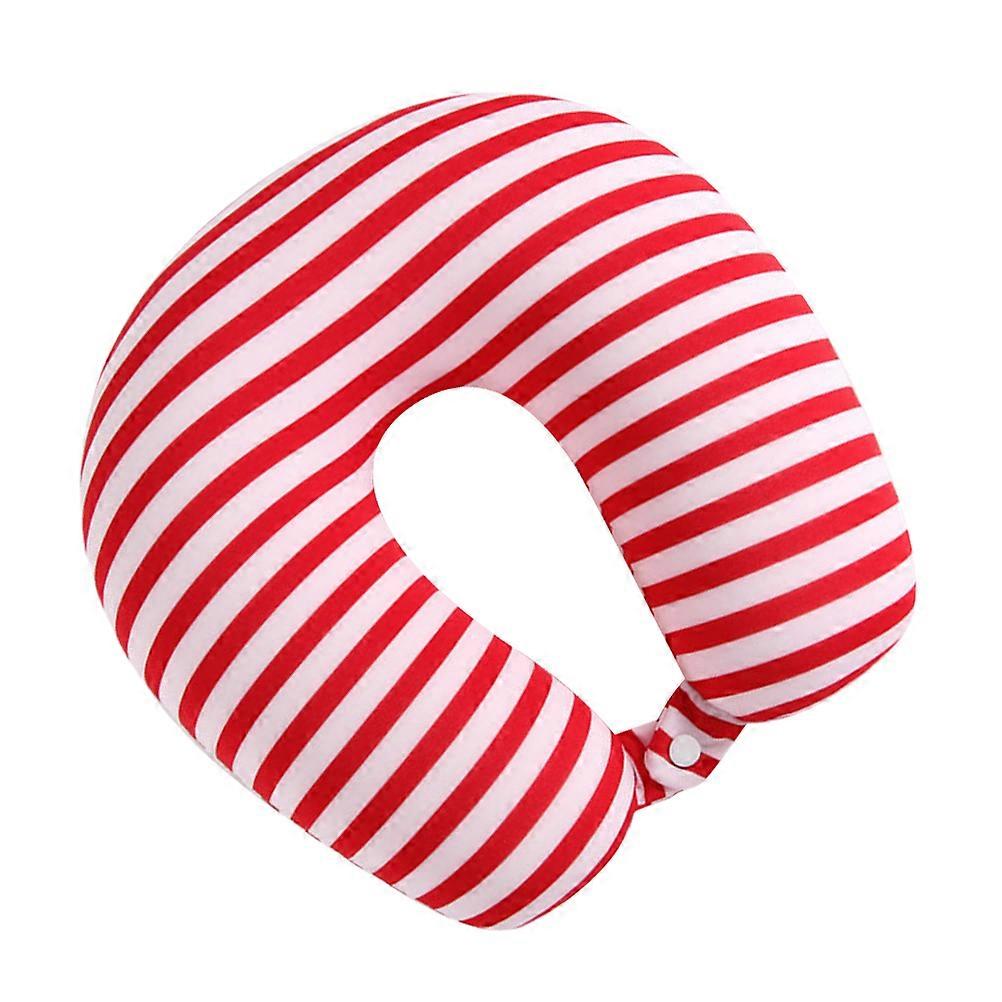 U Shaped Travel Neck Pillow with Reinforced Buckle and Stretch Spandex Cover for Comfortable Use at Home, Office, Car, and Airplane