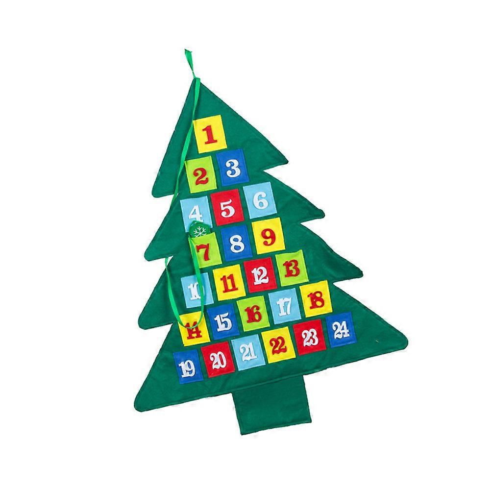 Advent Christmas Tree Countdown Calendar Hanging Pendant Fabric Ornaments for Home Office 93*74cm Decoration 1Pack