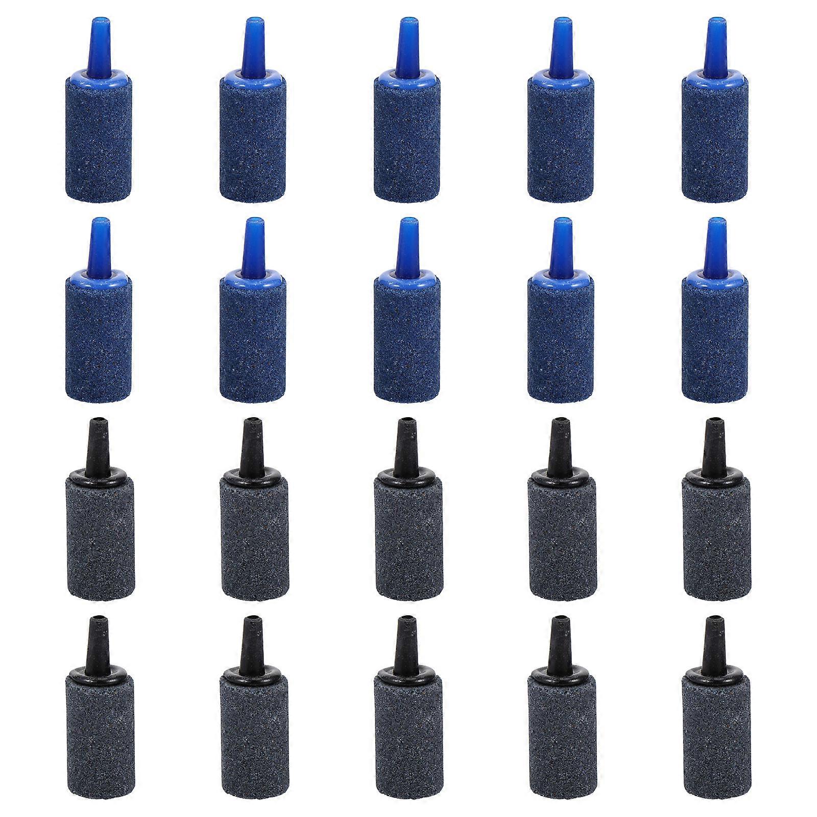 20 Pcs Aquarium Air Stone Cylinder Bubble Diffuser for Fish Tank – Durable Oxygen Aerator Bubbler Stones in Blue and Gray, Non Deformable for Healthy