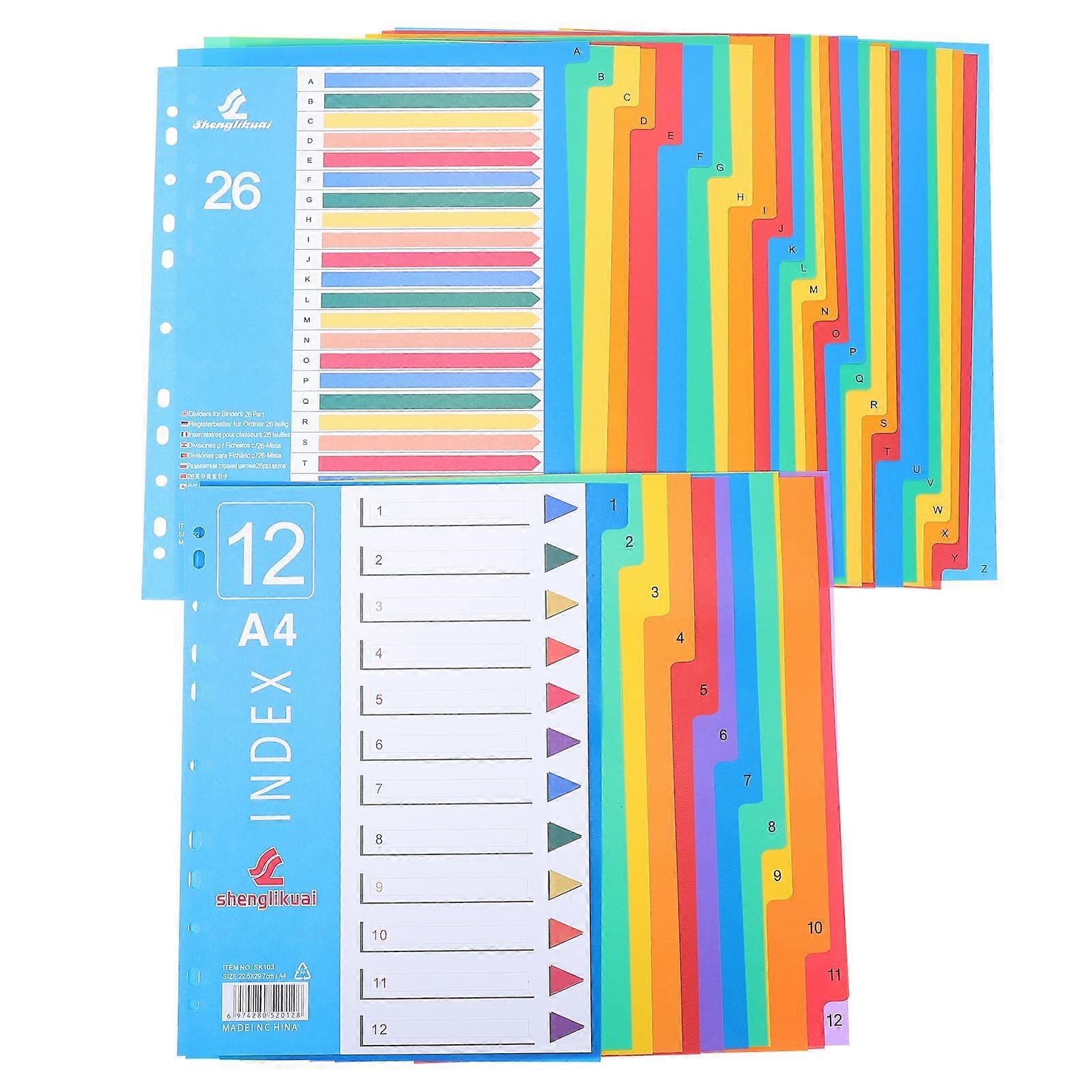 38Pcs Colored Folder Separator Loose-leaf Indexes Divider Tabs Plastic Divider