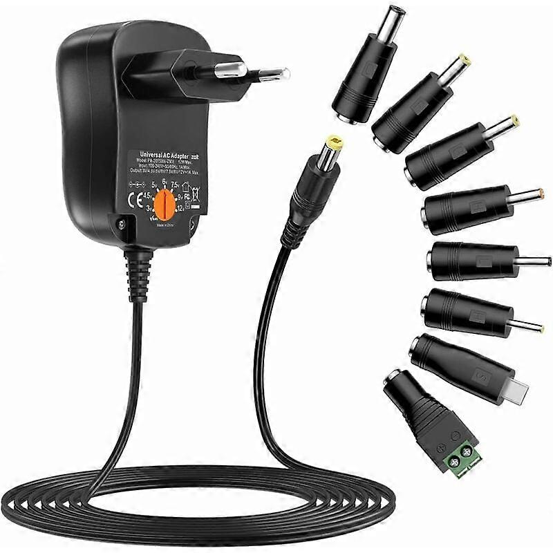 Universal AC/DC Power Adapter 3V-12V 1A Power Supply Transformer with 8 DC Plugs for Electronics
