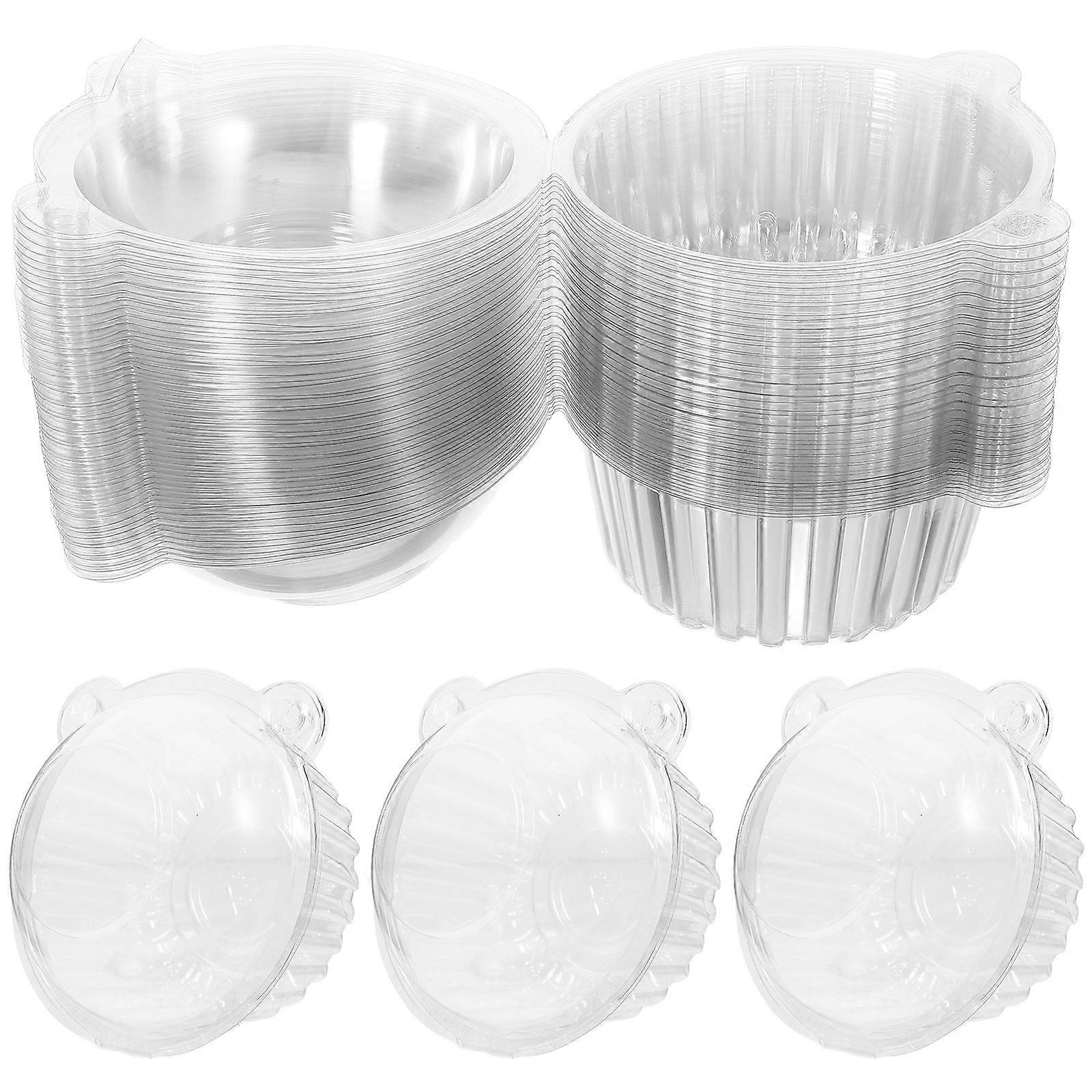 Cupcake Packaging Box Transparent Small Cupcake Muffin Boxes For Cakes Pastries Simple Design 50Pcs