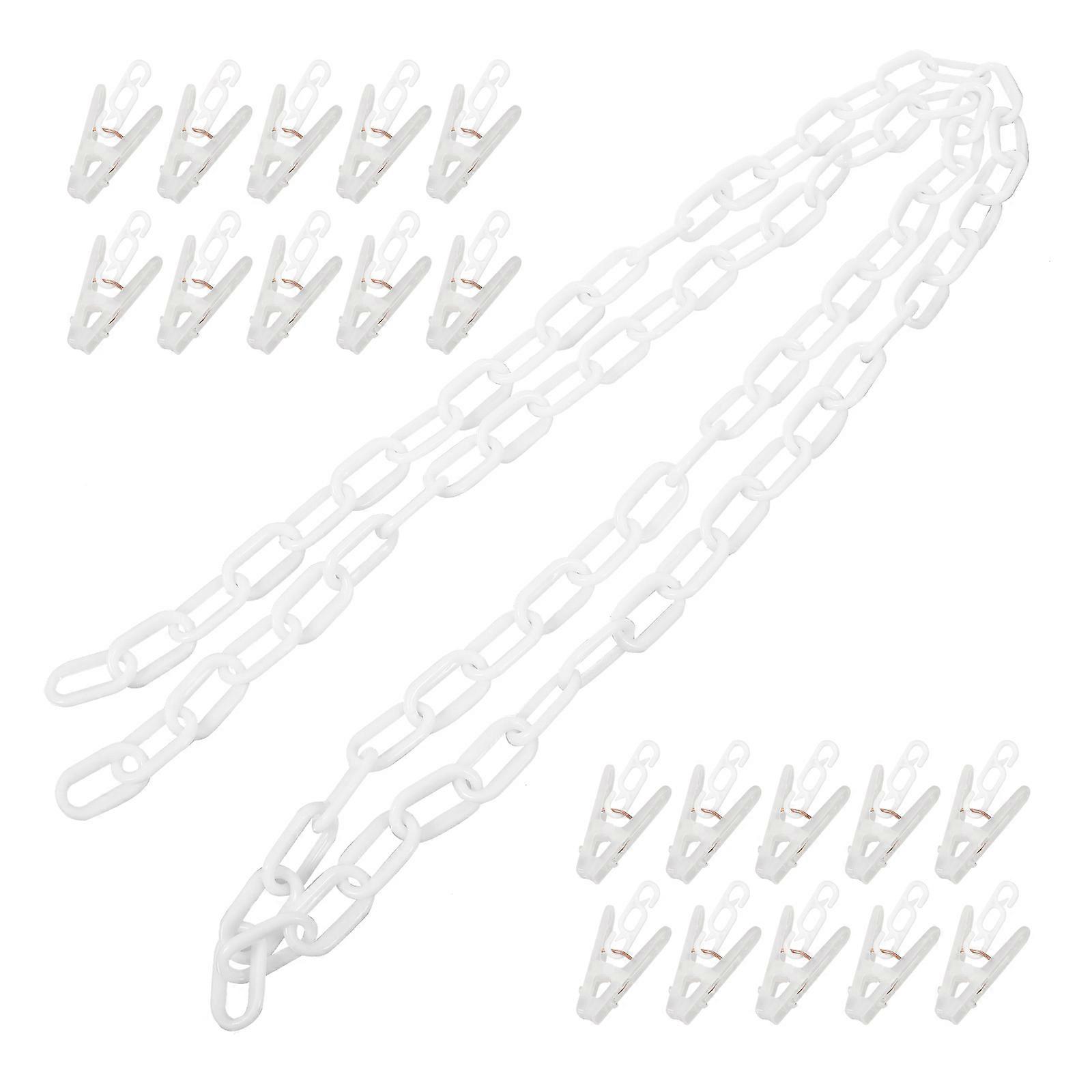 Plastic Chain with Clips Stuffed Animal Display Chain Home Use 200x5cm White Storage 1 Set