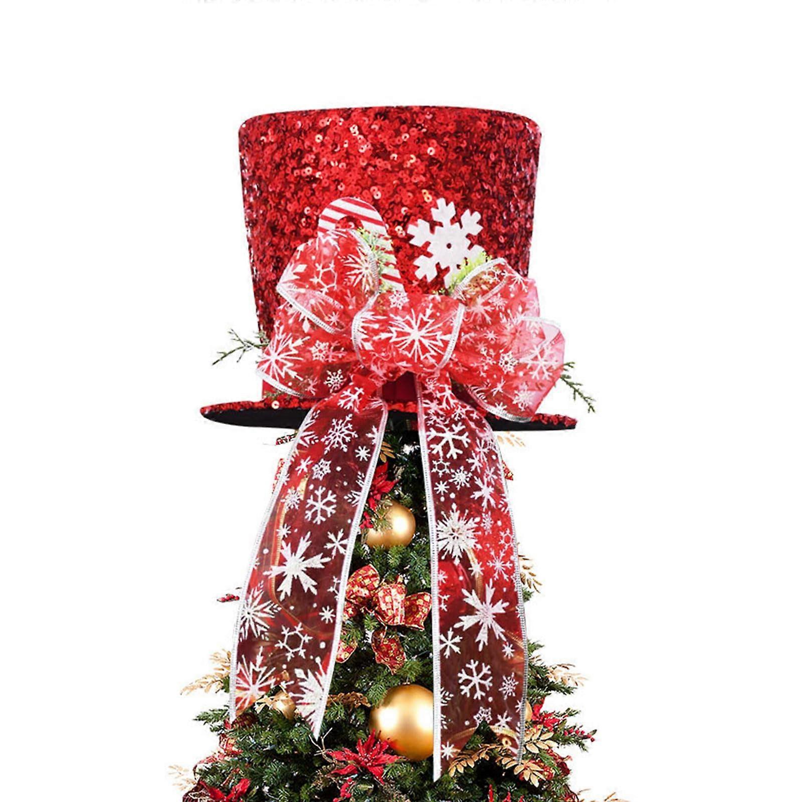 ROY Christmas tree hat with striped bow, ornament, top hat with sequ Ref: 9388