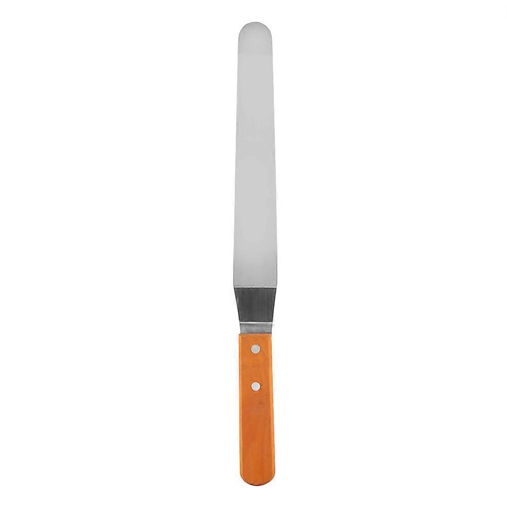 Stainless Steel Spatula with Wooden Handle for Cake Bread Cream Smoother Baking Tool (3#)
