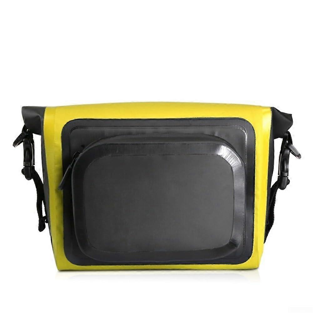bicycle front bag, bicycle front bar bag, large capacity bag with adjustable strap, for cycling and hiking (yellow)