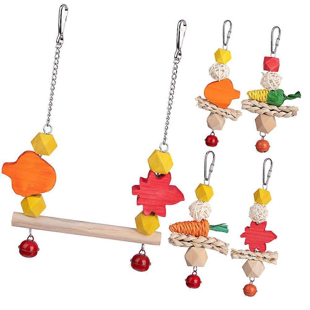 Bird Swing Chewing Toy Set for Parrots & Cockatiels – Durable Cage Training Accessory for Exercise and Beak Maintenance