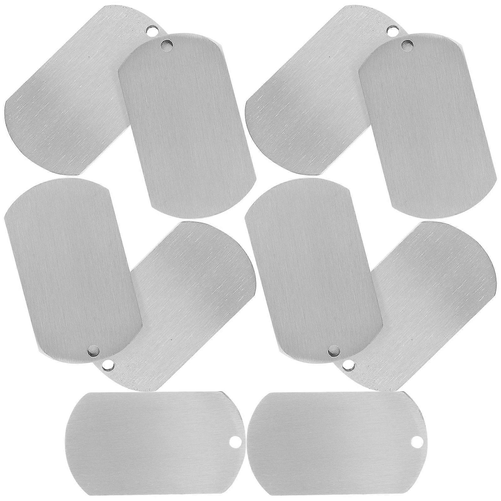 Metal Blank Dog Tags Identification Pet Metal Tag Brushed .9X1.1X0.3in 10Pcs