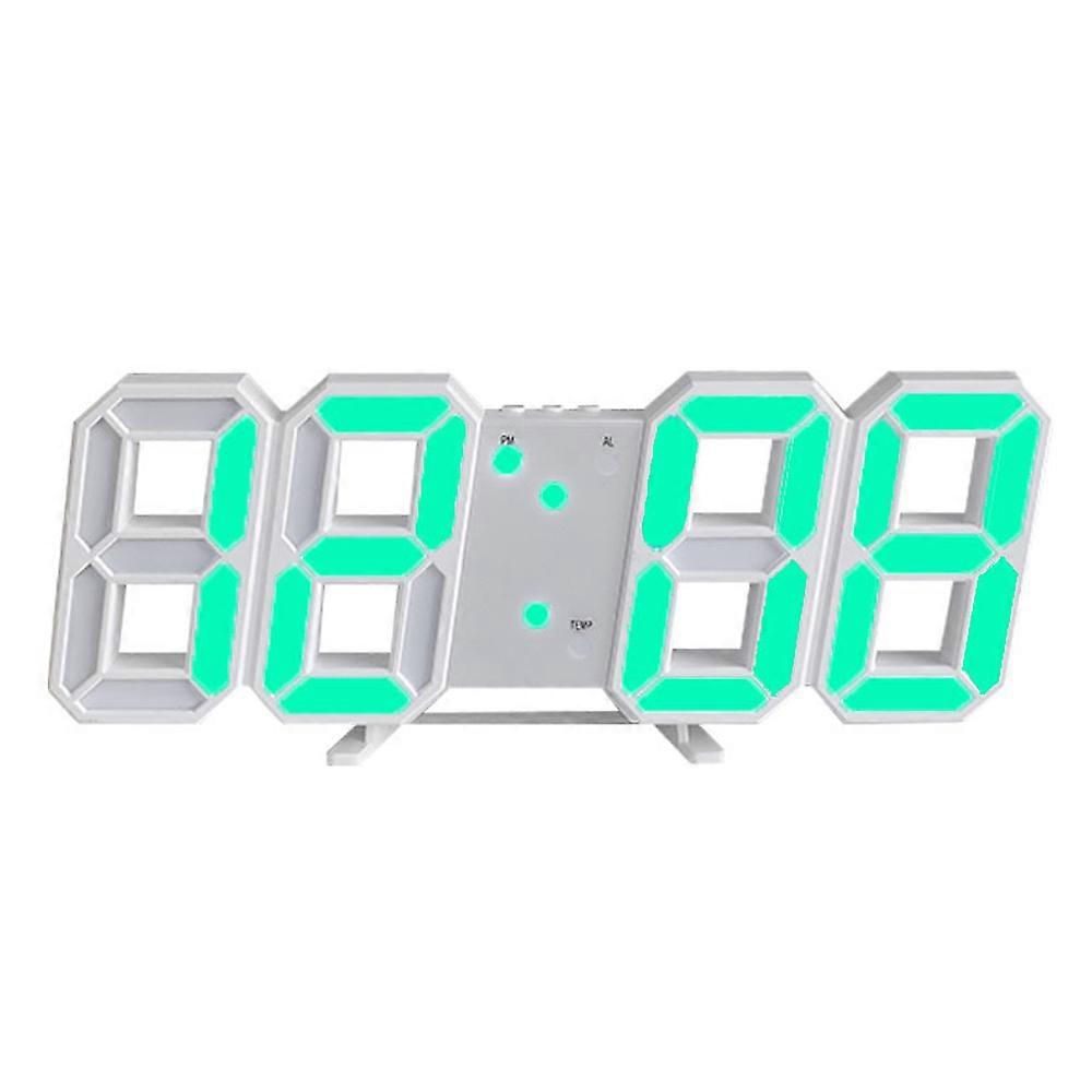 Intelligent 3D Digital Clock Alarm Clock Digital Wall Clock Led Electronic Gift Alarm Clock-Green