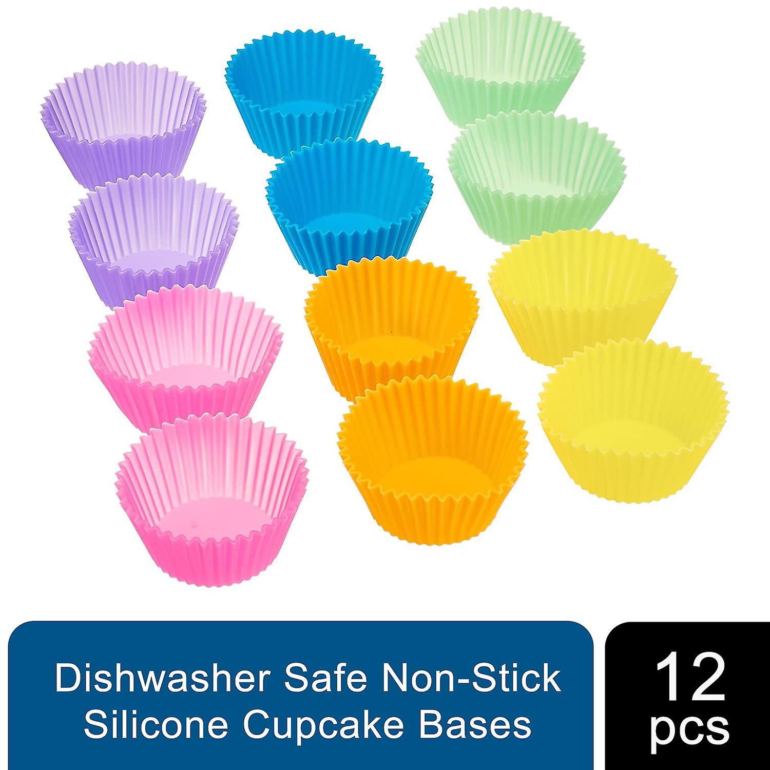 Uncle Bills Multicoloured Dishwasher Safe Non-Stick Silicone Cupcake Bases, 12pc