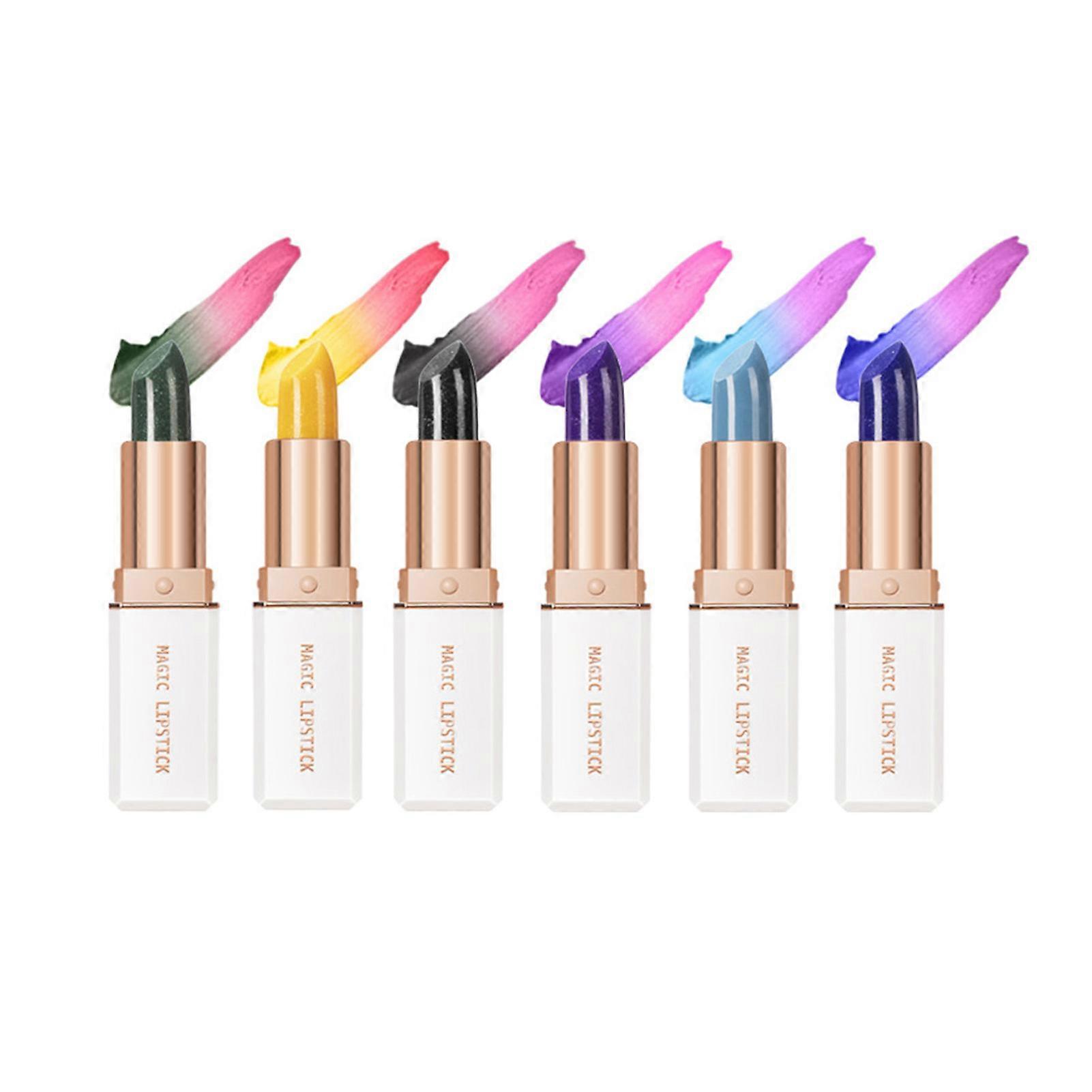 6Pcs Temperature Color Changing Glitter Lipstick Set 20x77mm