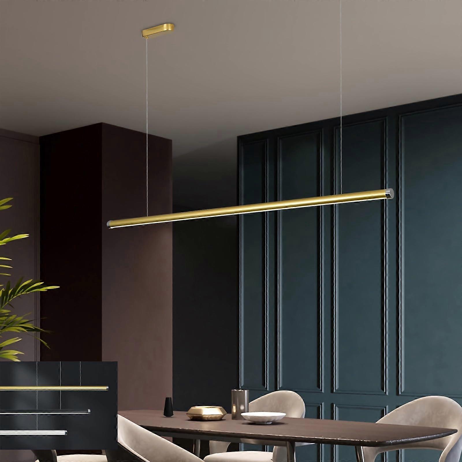 LED Dining Room Lamp Dimmable Chandelier with Remote Control (Gold, L100cm)